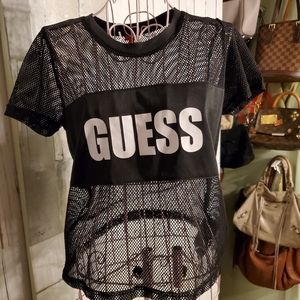 Guess open jersey net top